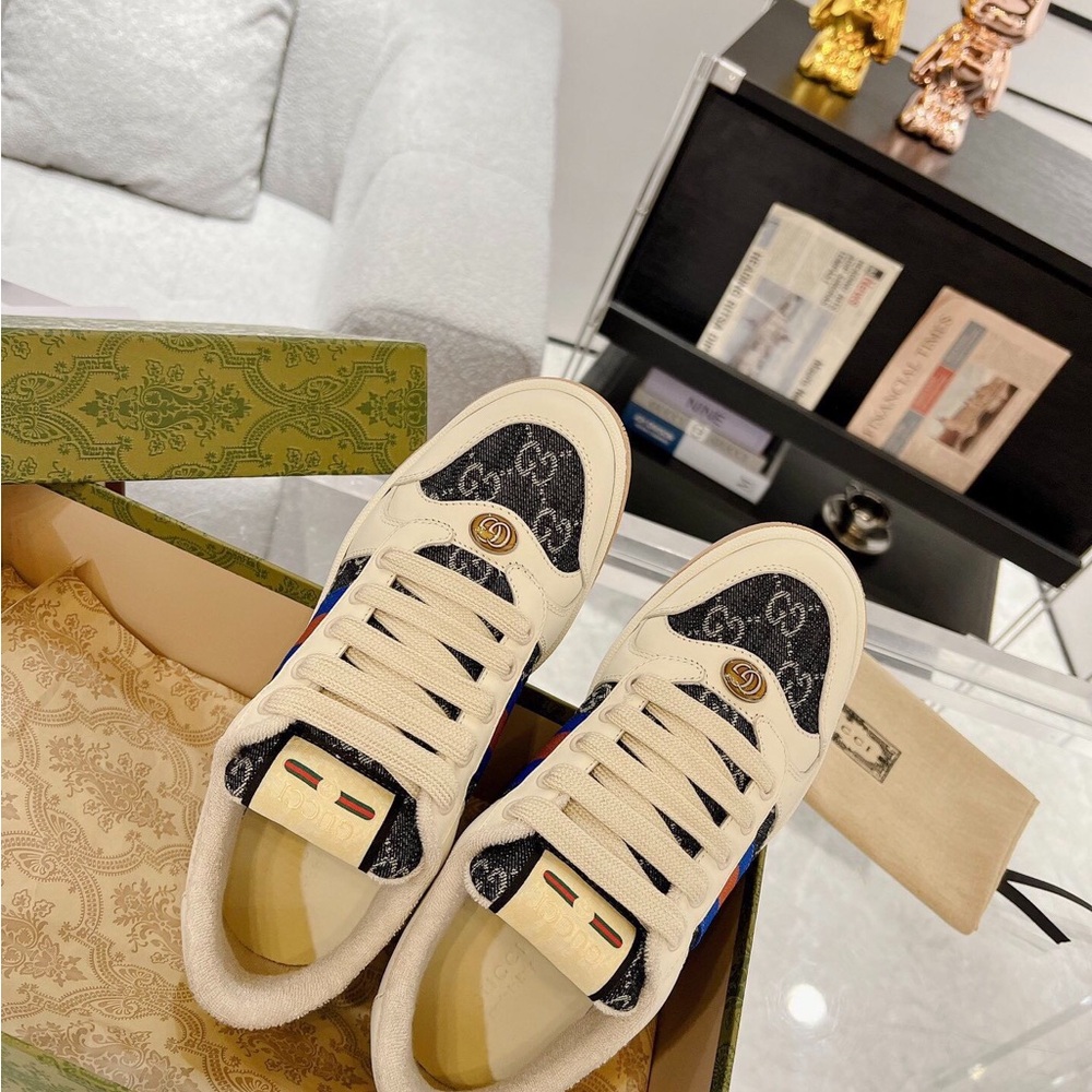 Gucci Cream and Blue Sneakers - Picture 3 of 16
